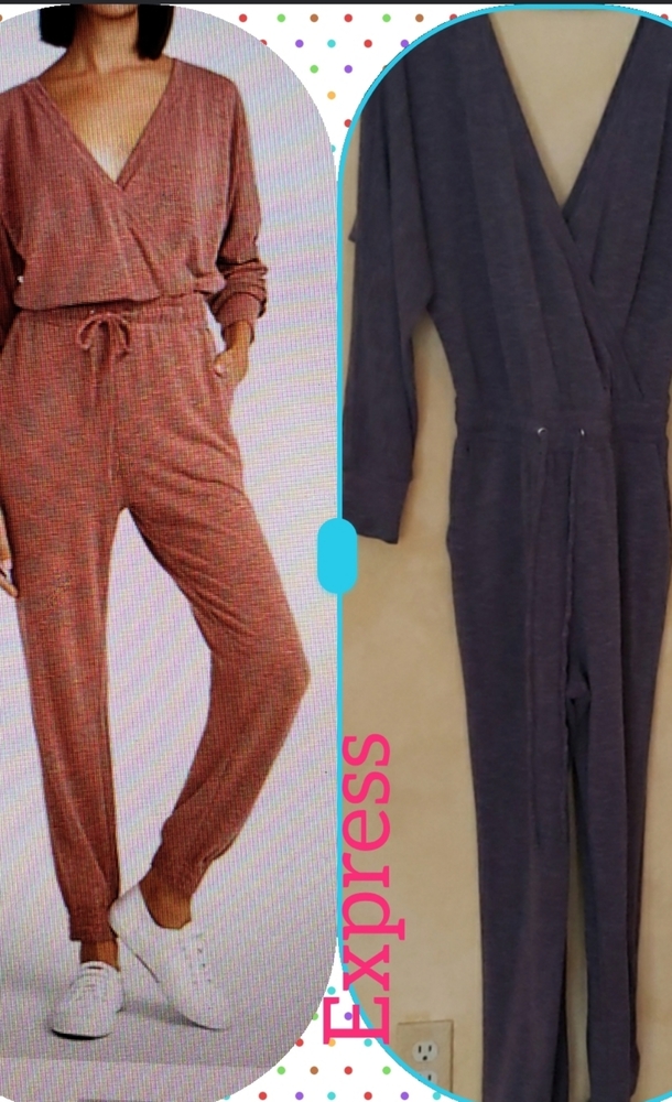 EXPRESS SOFT WRAP FRONT LOUNGE JUMPSUIT